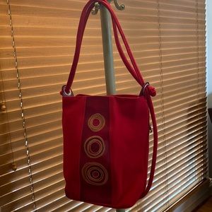 Bright red decorative sturdy canvas shoulder bag perfect for the 4th of July!